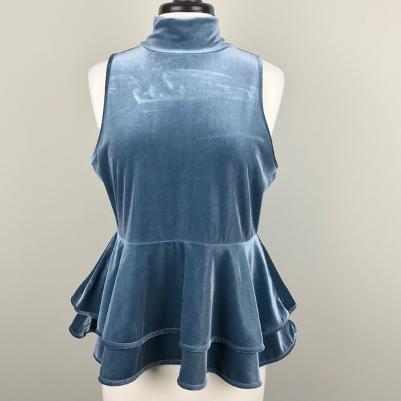 NEW {Torn by Ronny Kobo} Ricki Velvet Peplum Top - Picture 3 of 8